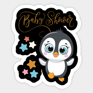 Baby shower Mommy to be Hello little One Sweet little penguin cute baby outfit Sticker